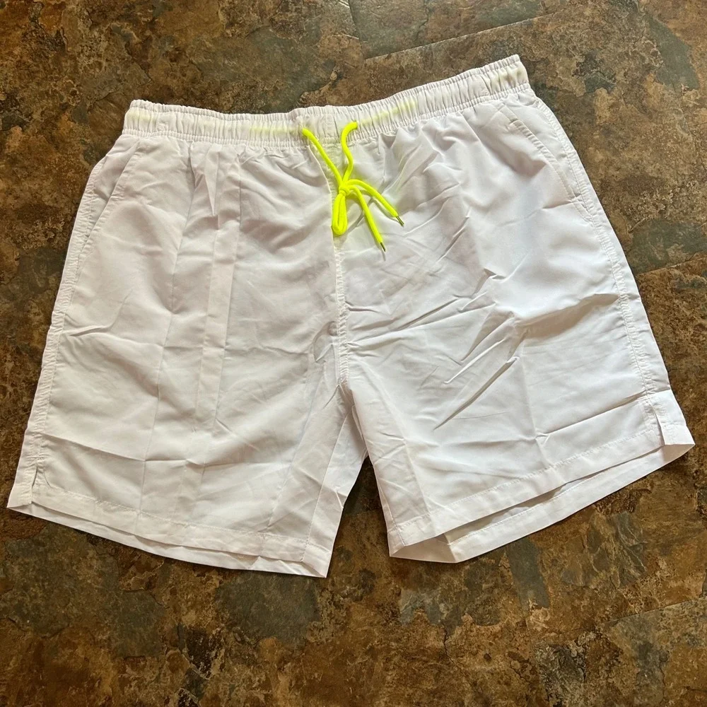 Swim Trunks Men's Size XL White Swimsuit Swimwear Shorts